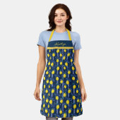 Charming Lemons Blue Stripe Mediterranean Pattern Schürze (Getragen)