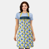 Charming Lemons Blue Stripe Mediterranean Pattern  Schürze (Getragen)