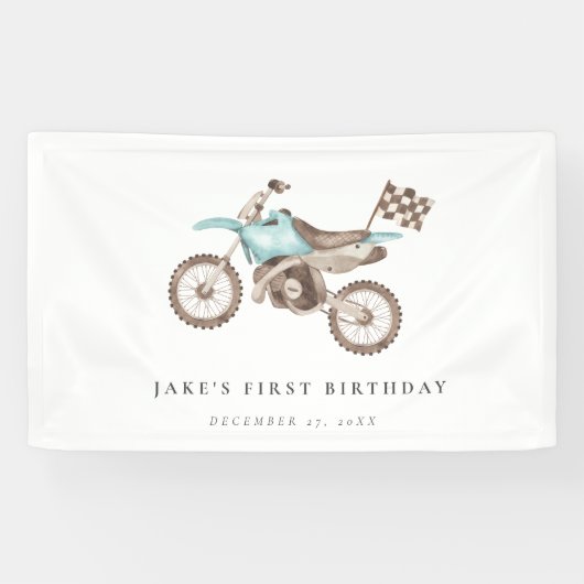 Charming Light Blue Dirt Bike Banner (Horizontal)