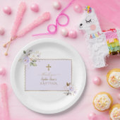 Charming Light Lila Gold Blume Taufe Pappteller (Party)