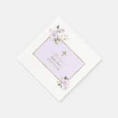 Charming Light Lila Gold Blume Taufe Serviette (Ecke)