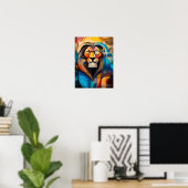 Charming Lion - Kubistischer König mit Monokel Poster (Heimbüro)