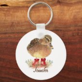 Charming little Duck in Red Rubber Boots Schlüsselanhänger (Vorderseite)