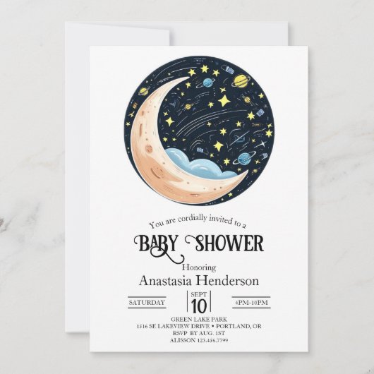Charming Lovely Stars Baby Dusche Einladung (Vorderseite)