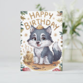 Charming Lovely Wolf Digital Geburtstag Karte (Stehend Vorderseite)