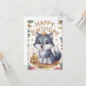 Charming Lovely Wolf Digital Geburtstag Karte (Vorderseite/Rückseite Beispiel)