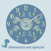 Charming Magical Blue Personalized Dinosaur  Runde Wanduhr