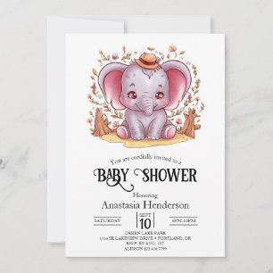 Charming Magical Elephant Digital Baby Dusche Einladung