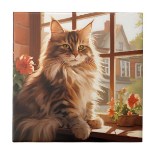 Charming Maine Coon Cat Fliese