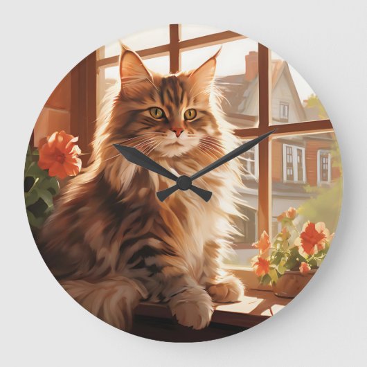 Charming Maine Coon Cat Große Wanduhr (Vorderseite)