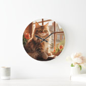Charming Maine Coon Cat Große Wanduhr (Zuhause)