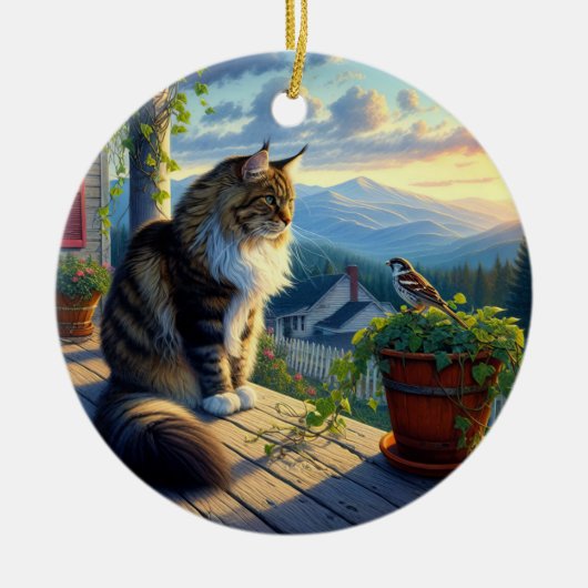 Charming Maine Coon Keepsake Keramik Ornament (Vorne)