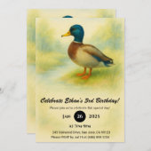 Charming Mallard Aquarellbild Geburtstag Einladung (Vorne/Hinten)