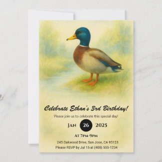 Charming Mallard Aquarellbild Geburtstag Einladung