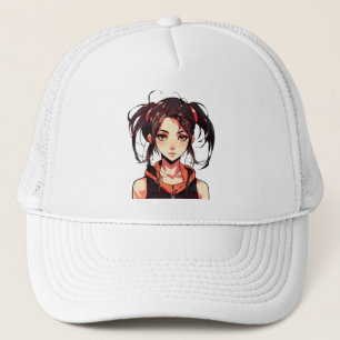 Charming Manga Girl: Anime Vektorillustration Truckerkappe