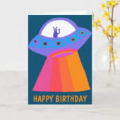 Charming Martian HAPPY BIRTHDAY UFO Karte (Gelbe Blume)