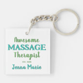 Charming Massage Therapist Text Art Schlüsselanhänger (Rückseite)