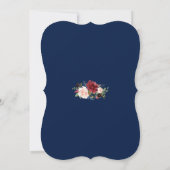 Charming Merlot Navy Blue Floral Taufe Einladung (Rückseite)