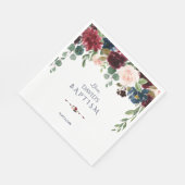Charming Merlot Navy Blue Floral Taufe Serviette (Ecke)
