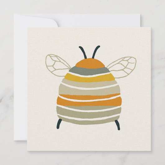 Charming Mid‑Century Honeybee Einladung (Vorderseite)