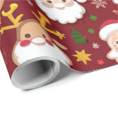 Charming Mini Santa und Rentier Weihnachtsmuster Geschenkpapier (Rolleneckpunkt)