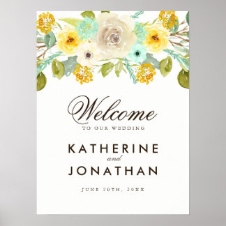 Charming Mint and Senf Wedding Willkommenspender Poster