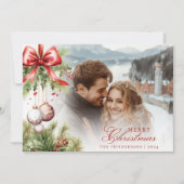 Charming Mistletoe Foto & Name Weihnachtskarte Einladung (Vorderseite)