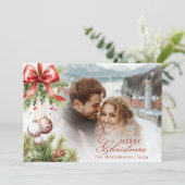 Charming Mistletoe Foto & Name Weihnachtskarte Einladung (Stehend Vorderseite)