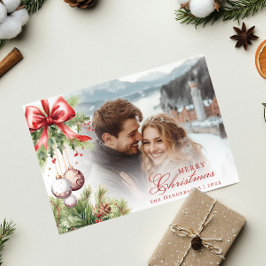 Charming Mistletoe Foto & Name Weihnachtskarte Einladung