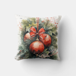 Charming Modern Watercolor Weihnachten Mistletoe Kissen