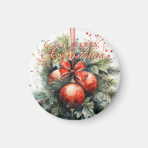 Charming Modern Watercolor Weihnachten Mistletoe Magnet