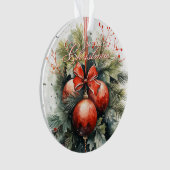 Charming Modern Watercolor Weihnachten Mistletoe Ornament (Vorderseite)