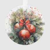 Charming Modern Watercolor Weihnachten Mistletoe Ornament (Vorderseite)
