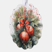 Charming Modern Watercolor Weihnachten Mistletoe Ornament Karte (Links)