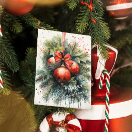 Charming Modern Watercolor Weihnachten Mistletoe Postkarte