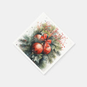 Charming Modern Watercolor Weihnachten Mistletoe Serviette (Ecke)