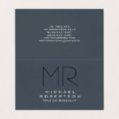 Charming Modernes Monogramm Grau sauber Visitenkarten (Außenseite Aufgefaltet)