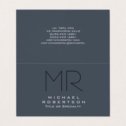 Charming Modernes Monogramm Grau sauber Visitenkarten (Außenseite Aufgefaltet)