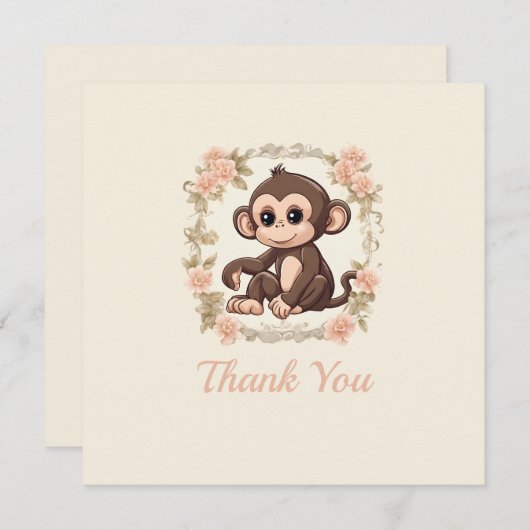 Charming Monkey Dankeskarte (Vorne/Hinten)