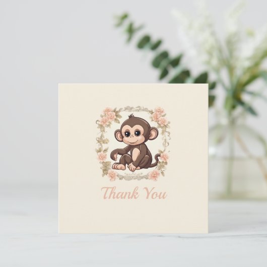 Charming Monkey Dankeskarte (Stehend Vorderseite)