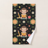 Charming monkey reading floral pattern  badhandtuch set (Handtuch)