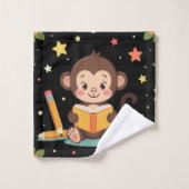 Charming monkey reading floral pattern  badhandtuch set (Waschlappen)