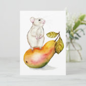 Charming Mouse on a Pear Einladung (Stehend Vorderseite)