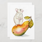 Charming Mouse on a Pear Einladung (Vorne/Hinten)