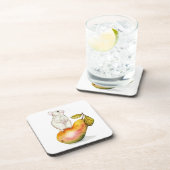 Charming Mouse on a Pear Getränkeuntersetzer (Rechte Seite)