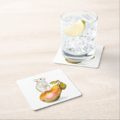 Charming Mouse on a Pear Rechteckiger Pappuntersetzer (Vor Ort)