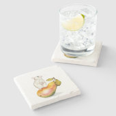 Charming Mouse on a Pear Steinuntersetzer (Seitenansicht)