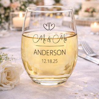 Charming Mr. and Mrs. Individuellen Namens Gastges Weinglas Ohne Stiel