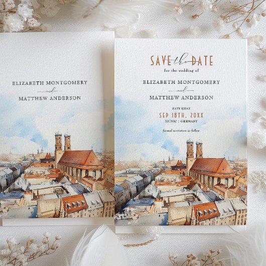 Charming Munich Wedding Save the Date Card Einladung