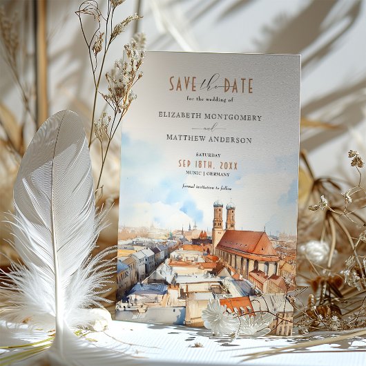 Charming Munich Wedding Save the Date Card Einladung